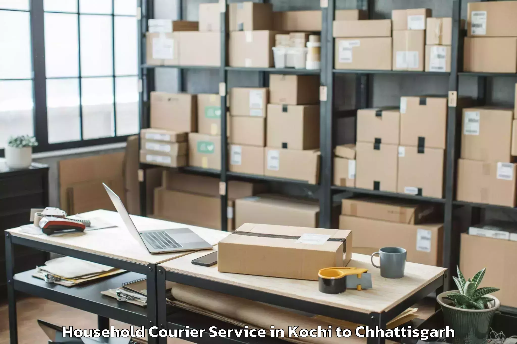 Professional Kochi to Udaipur Dharamjaigarh Household Courier